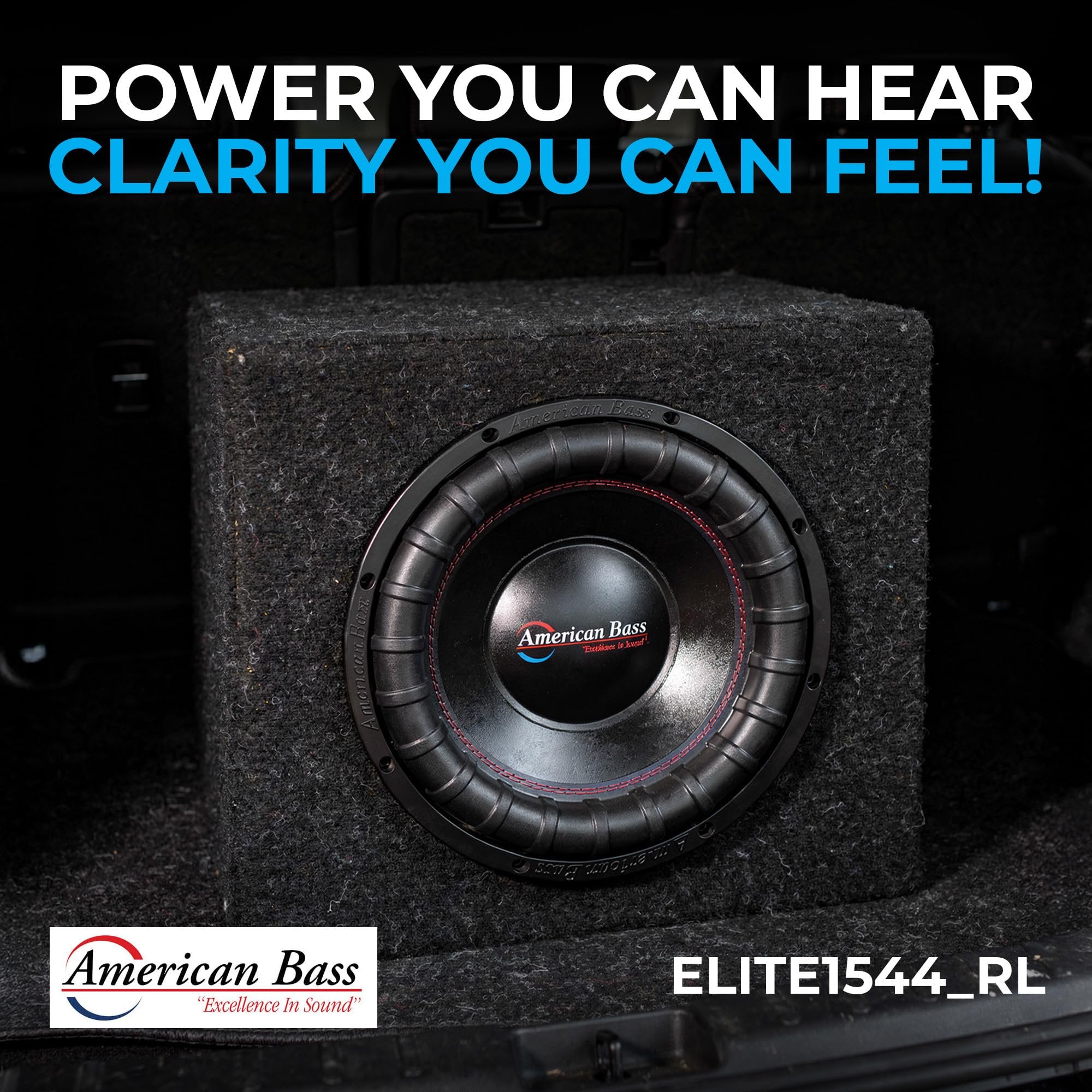 American Bass 15" Elite Series Car Subwoofer, 2400W Peak / 1200W RMS, Dual 4 Ohm and 3" 4-Layer Voice Coil, 150oz Magnet Heavy Duty Hi-Roll Surround, High-Performance Deep Bass in Car Audio Systems