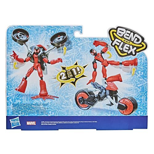 Spider-Man Marvel Bend and Flex, Flex Rider Action Figure Toy, 6-inch Flexible Figure and 2-in-1 Motorcycle for Kids Ages 4 and Up