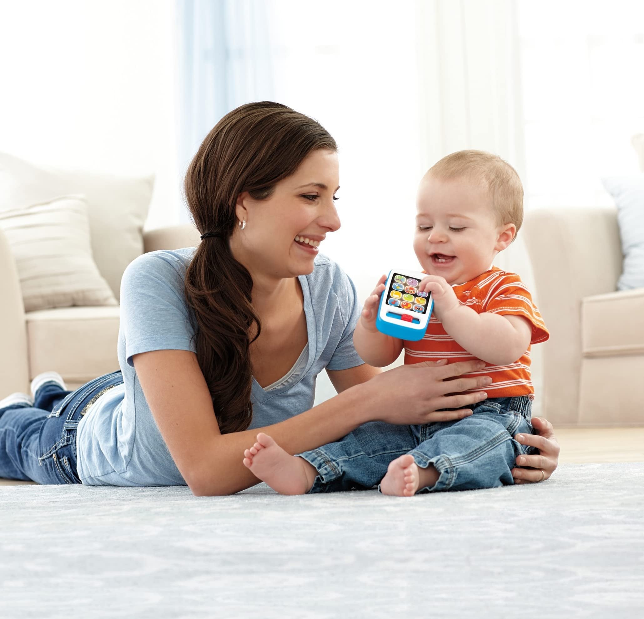 Fisher-Price Laugh & Learn Baby & Toddler Toy Smart Phone with Educational Music & Lights for Ages 6+ Months, Blue