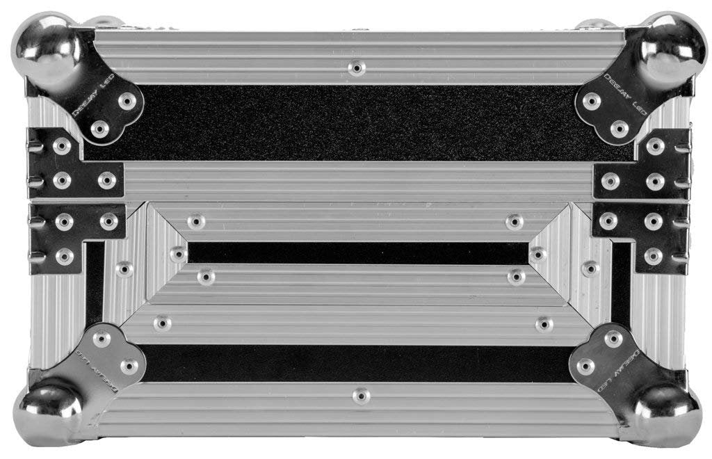 DEEJAY LED TBH10MIXLTSuperior Fly Drive Case For Pioneer Djm400 Pro Mixer Or Similarly Sized Equipment With Laptop Shelf And Wheels 1 Chrome Plated With Sturdy Spring Loaded Retractable Carry Handles