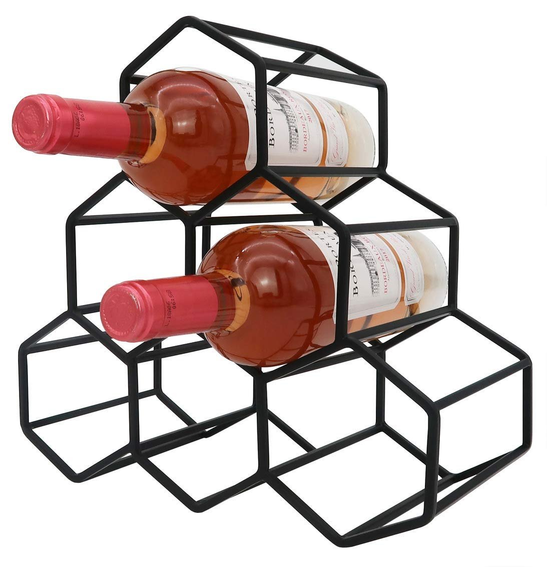 Godinger Wine Rack, 6 Wine Bottle Storage Holder, Metal Countertop Stand for Wine Bottles