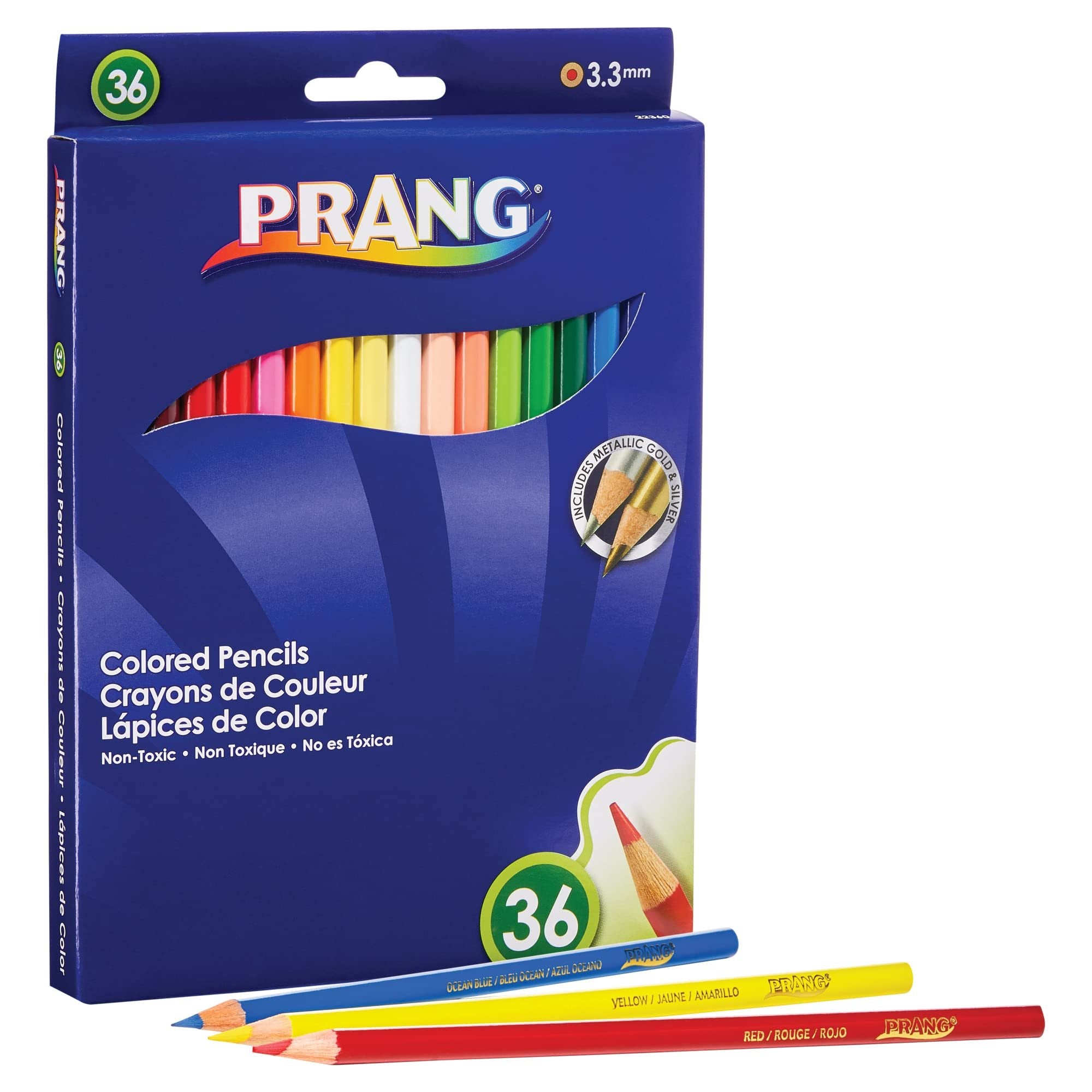 Prang Thick Core Colored Pencil Set, 3.3 Millimeter Cores, 7 Inch Length, 36 Pencils, Assorted Colors (22360)