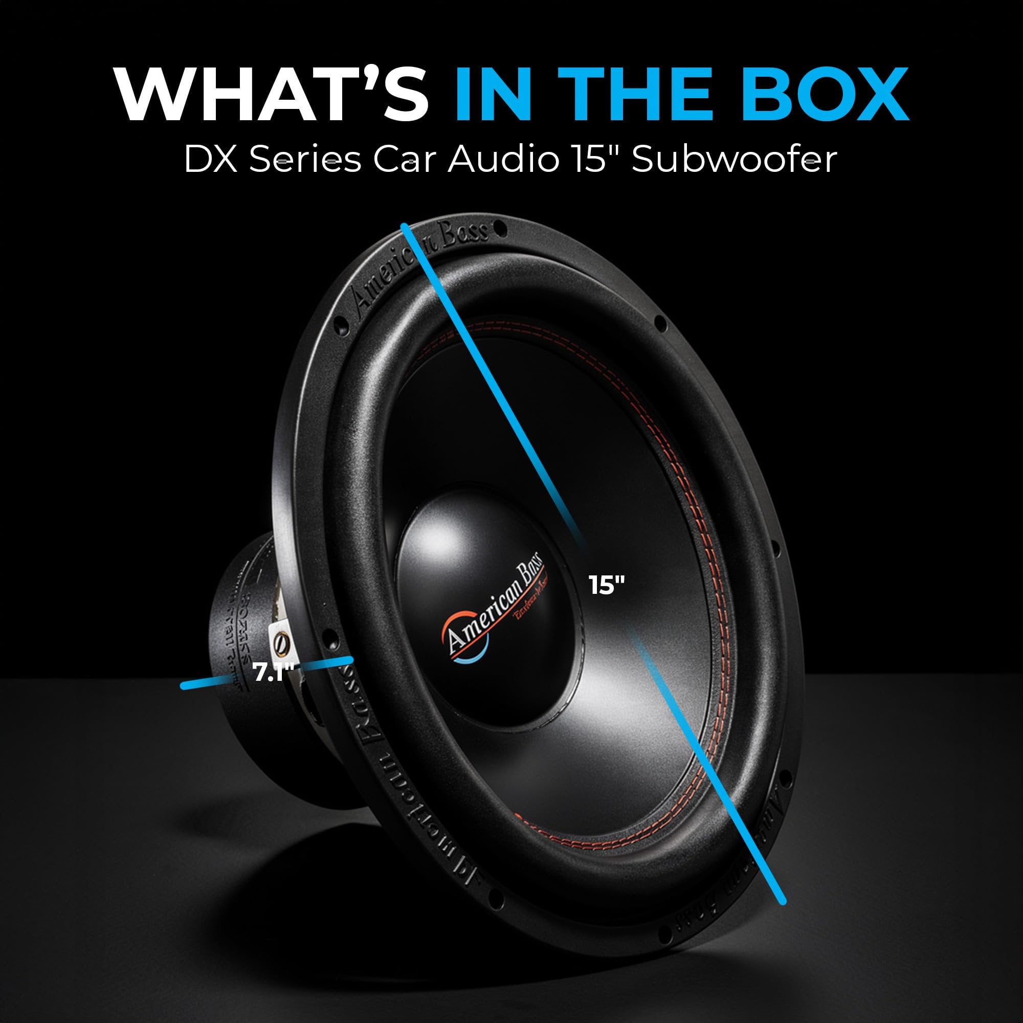 American Bass DX Series 15" Car Subwoofer, 1000W Peak / 500W RMS, 4 Ohm Car Audio with 125oz Magnet and 2.5" Voice Coil, Heavy-Duty Steel Basket, Powerful Bass for Car Audio Systems