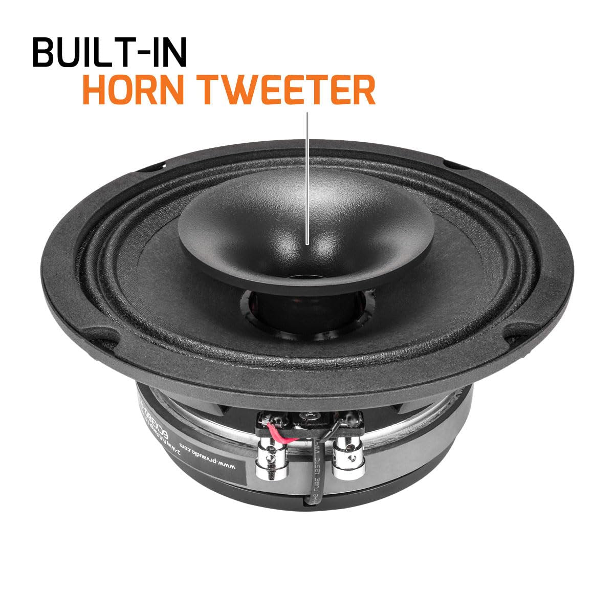 PRV AUDIO 6.5" Shallow Coaxial Car Audio Speaker 6CX380-4 Slim Loudspeaker with Built-in Tweeter Driver and Grill Included 380 Watts 4 Ohm (Single)
