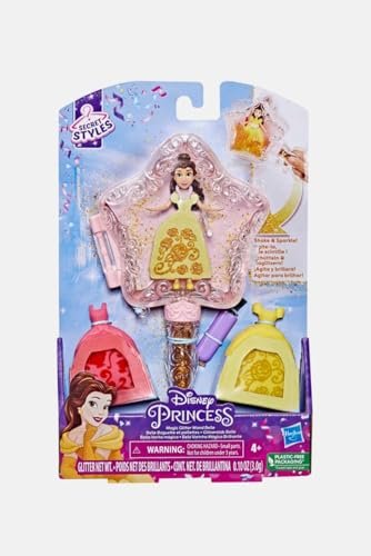 Disney Princess Secret Styles Magic Glitter Wand Belle Doll, Wand Playset, Arts and Crafts Toy for Kids 4 and Up