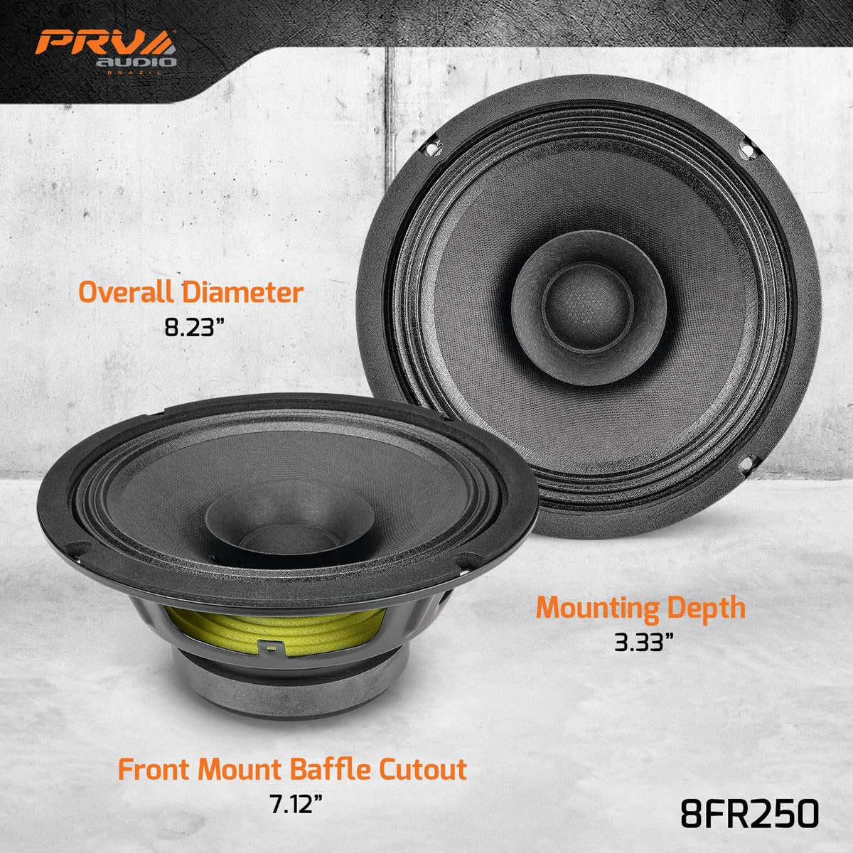 PRV AUDIO 8FR250 8 Inch Full Range Speaker, 8 Ohms, 250 Watts Continuous Program Power, 125 Watts RMS Power, 93.5 dB, Full-Range Driver Loudspeaker for Pro Audio Systems (Single)
