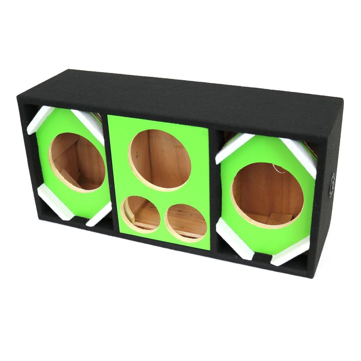 DEEJAY LED D6T2H1VYGREEN Two 6-in Woofers Plus Two Tweeters and One Horn Green Empty Chuchera Speaker Enclosure