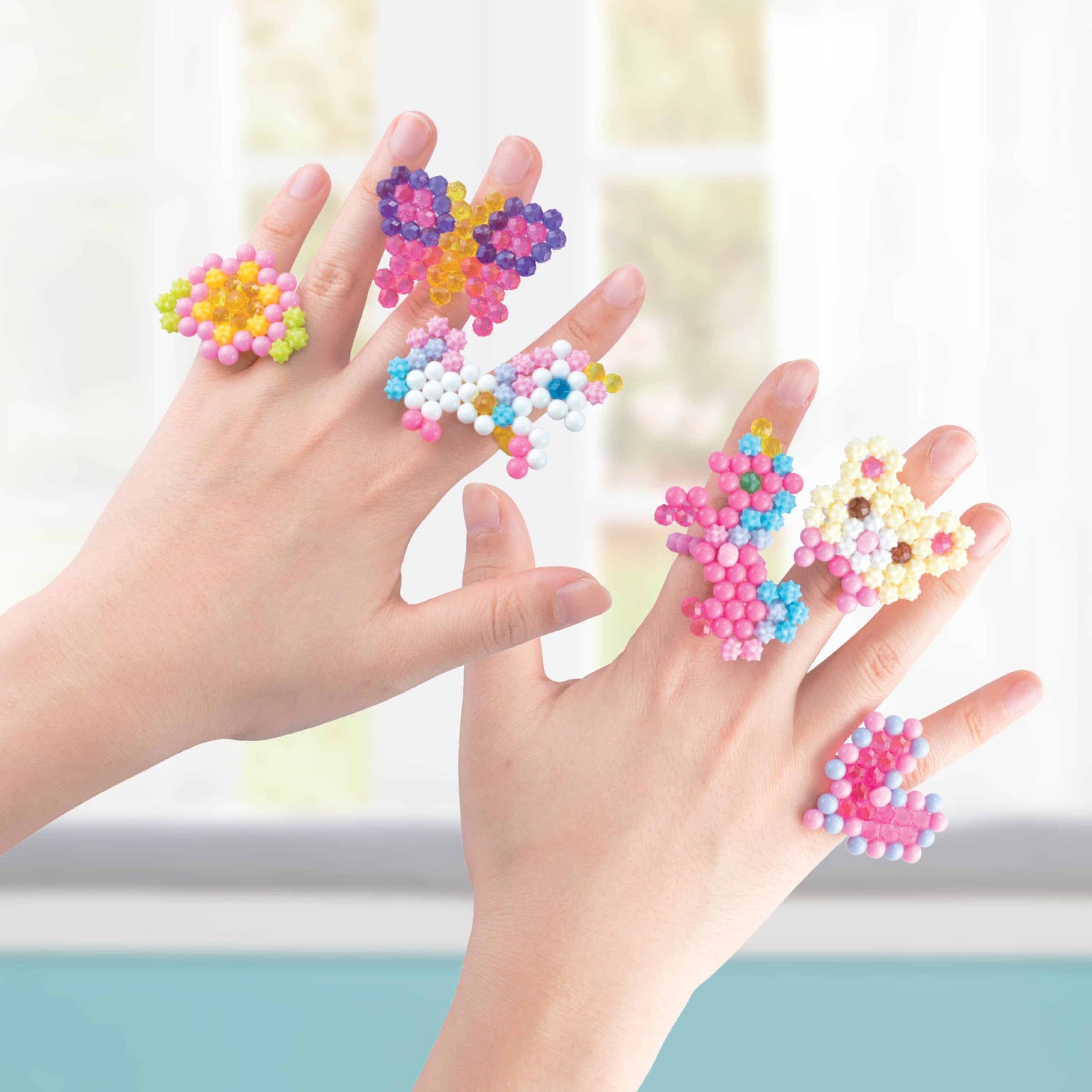 Aquabeads Design & Style Rings Complete Arts & Crafts Bead Kit for Children - Create 10 Unique Wearable Rings