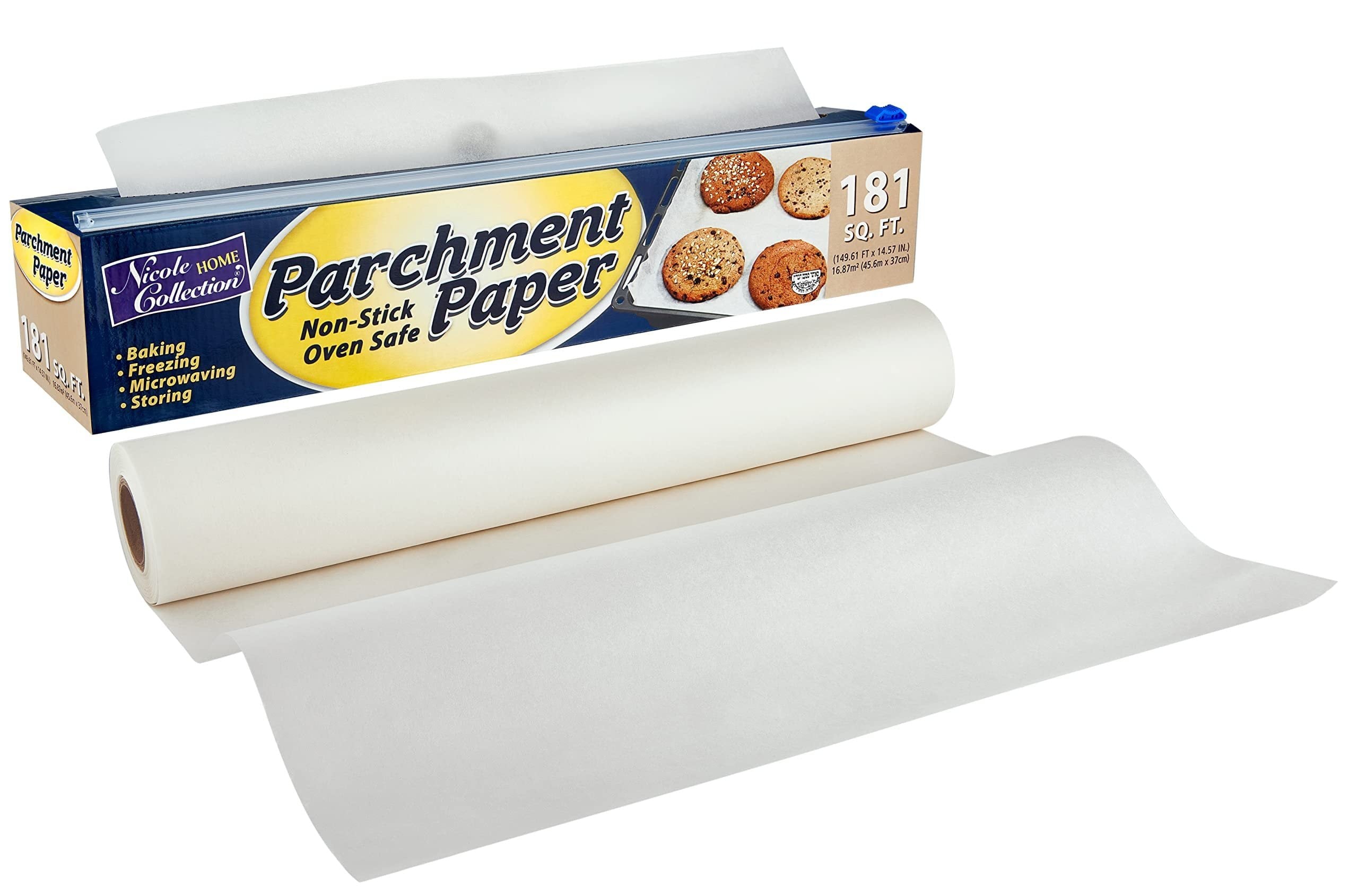 Nicole Home Collection Parchment Paper Roll 181 Square Feet, Non-Stick, Oven Safe