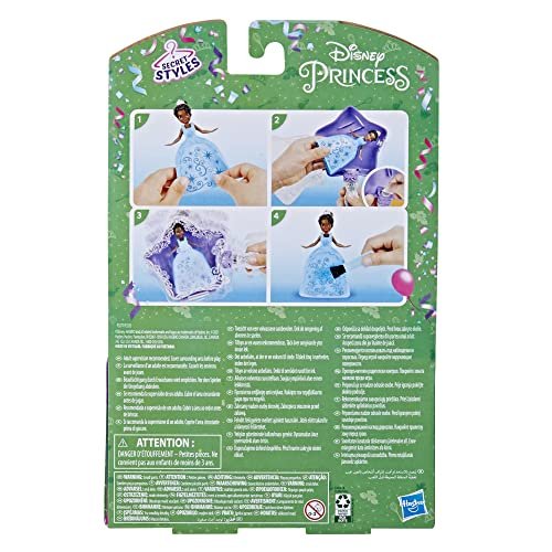 Disney Princess Secret Styles Magic Glitter Wand Tiana Doll and Wand Playset, Arts and Crafts Toy for Kids 4 and Up