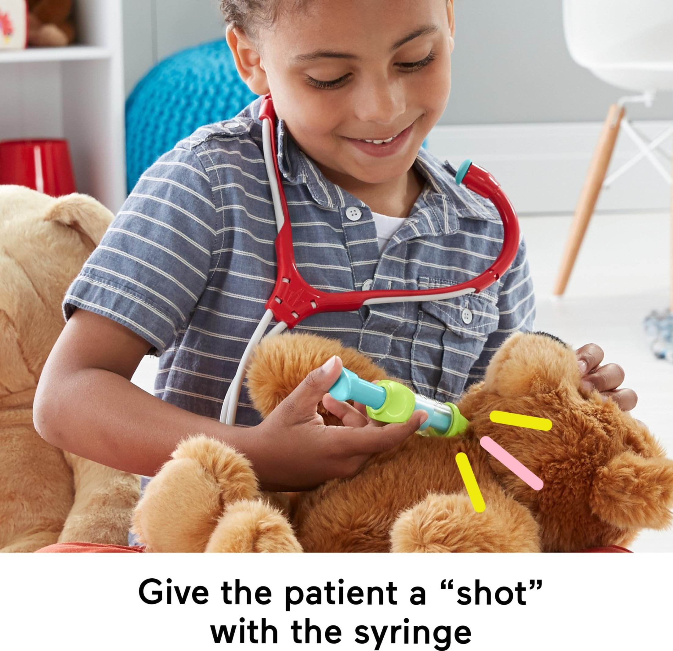 Fisher-Price Preschool Pretend Play Medical Kit 7-Piece Doctor Bag Dress Up Toys for Kids Ages 3+ Years