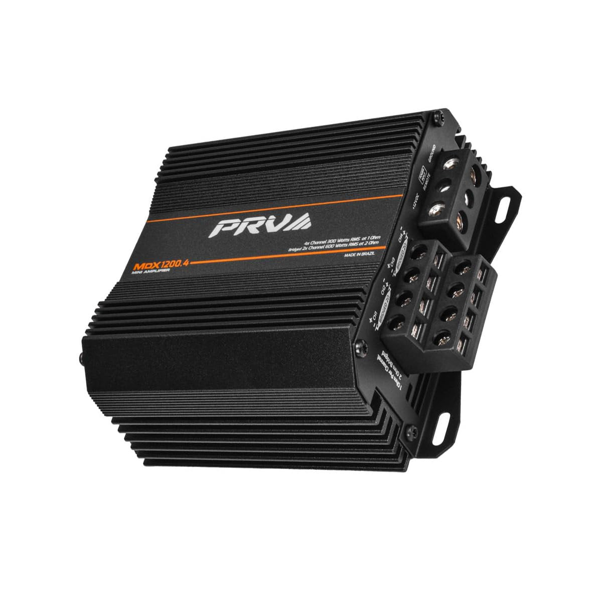 PRV Audio MDX1200.4 1 Ohm Mini 4 Channel Car Audio Amplifier 4 x 300 Watts RMS at 1 Ohm - 1200 Watt 12 Volts Bridgeable Amp for Powersports, Motorcycles, ATV, for High Power Stereo Speaker Systems