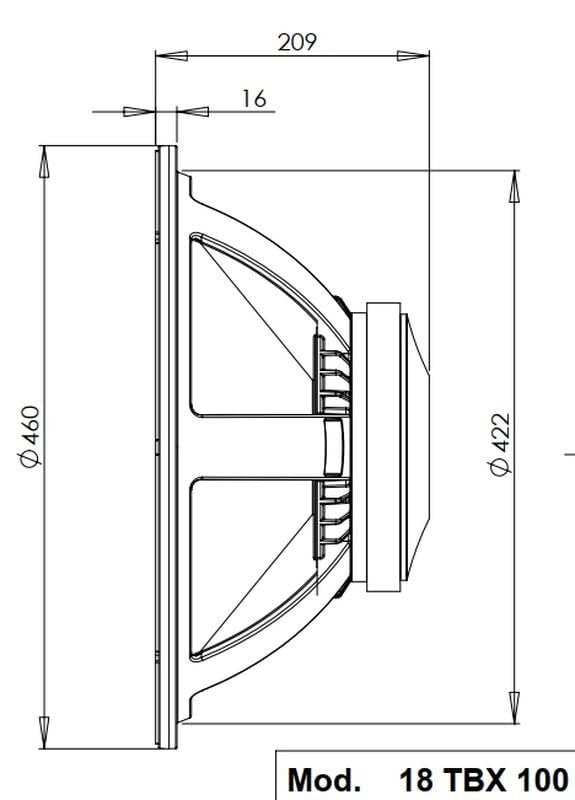 B&C Speakers 18TBX100-8 Very High Power Capacity 18-in Woofer 8-Ohms