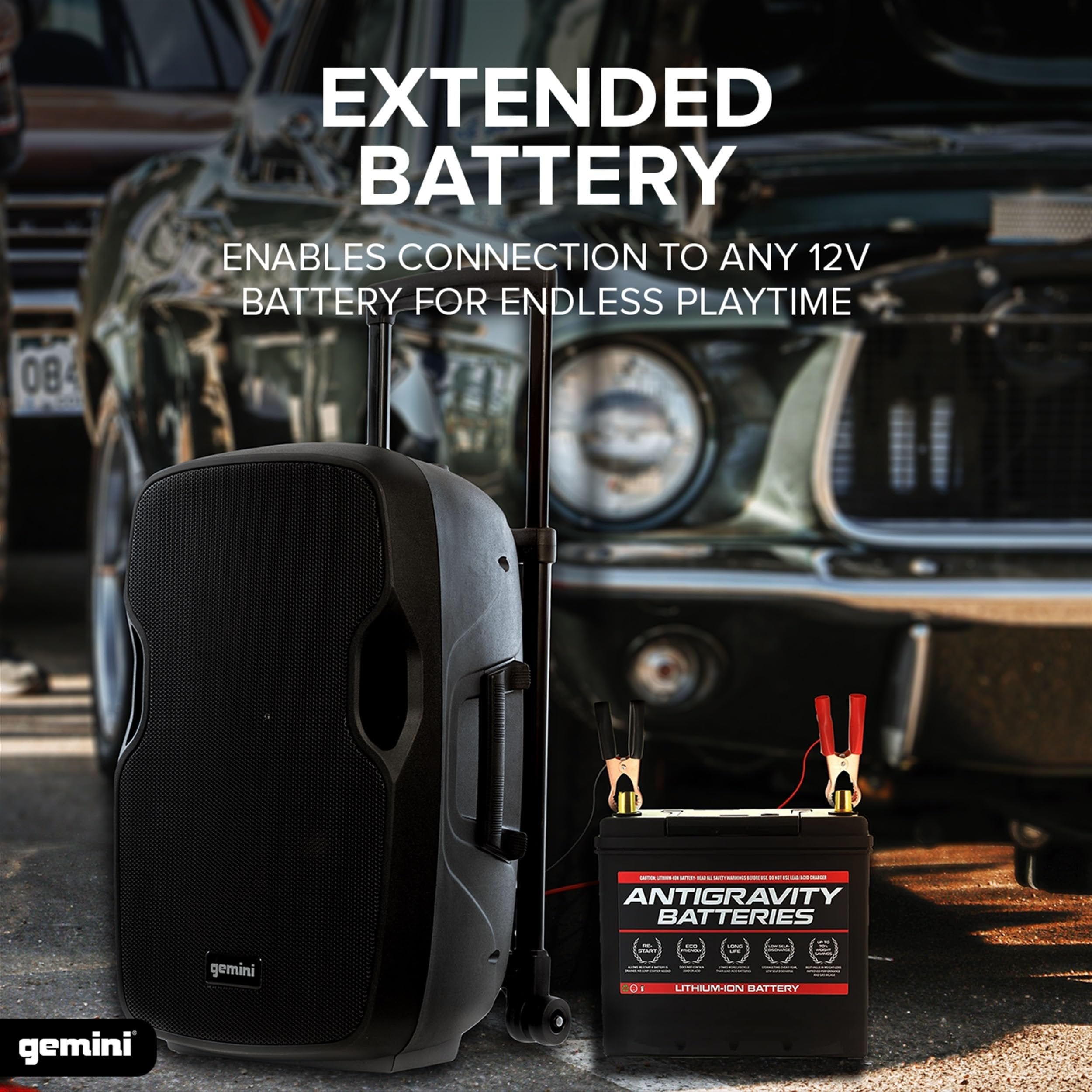 Gemini Sound AS-12TOGO - Portable Bluetooth Speaker with Trolley & Microphone - Rechargeable Outdoor Speaker System for Events & Karaoke - 1500W Powerful Sound, FM Radio, USB/SD Playback
