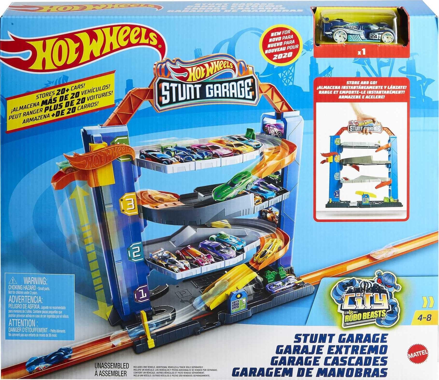 Hot Wheels City Stunt Garage Play Set Gift Idea for Ages 3 to 8 Years Elevator to Upper Levels Connects to Other Sets