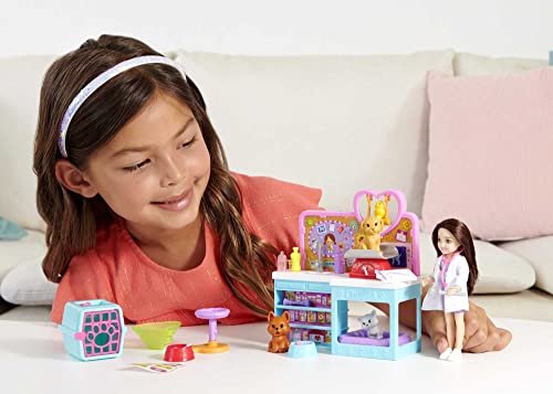 Barbie Doll & Playset with Accessories, Chelsea Can Be Pet Vet Set with Brunette Small Doll, 4 Animals & 18 Pieces