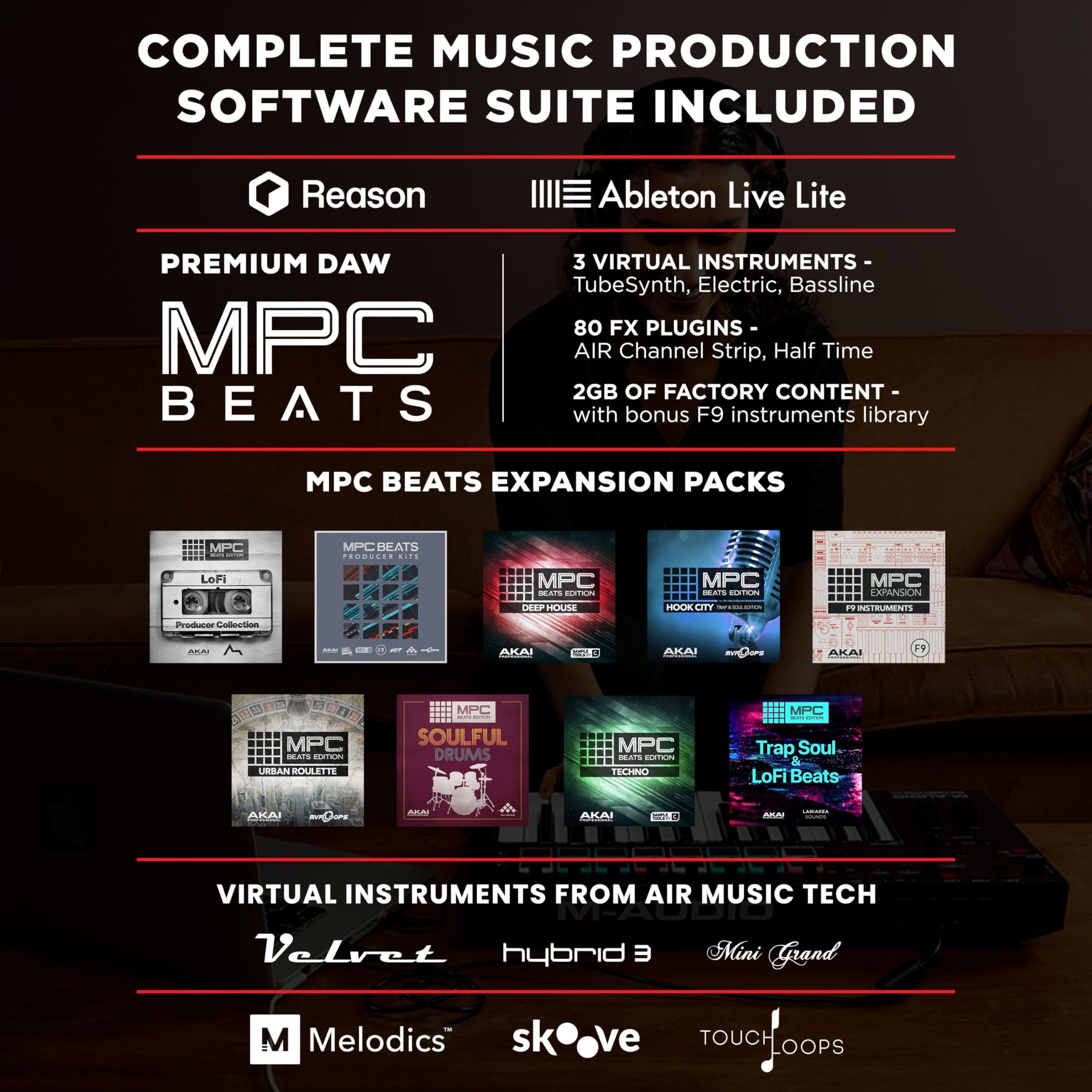 M-AUDIO Oxygen Pro 25 Key USB MIDI Keyboard Controller With Beat Pads, MIDI-assignable Knobs and Buttons, and Native Instruments Sound Package (NKS Integration)