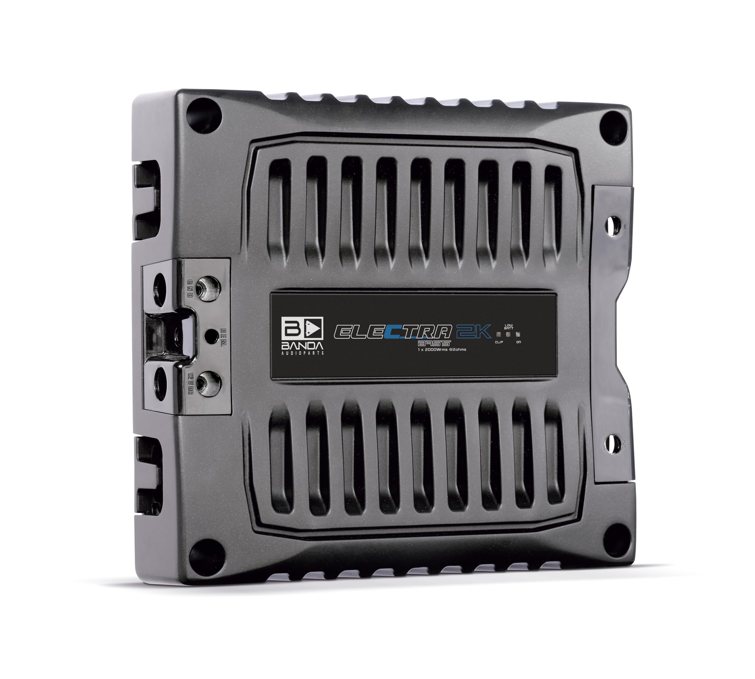 Banda 1-Channel Vehicle Audio Bass Amplifier - High-Powered Mono Bass Amplifier w/Subsonic Filter and Low Pass Filter Stable at 2 ohm, LED Indicators, Sound Specialization - 2K2