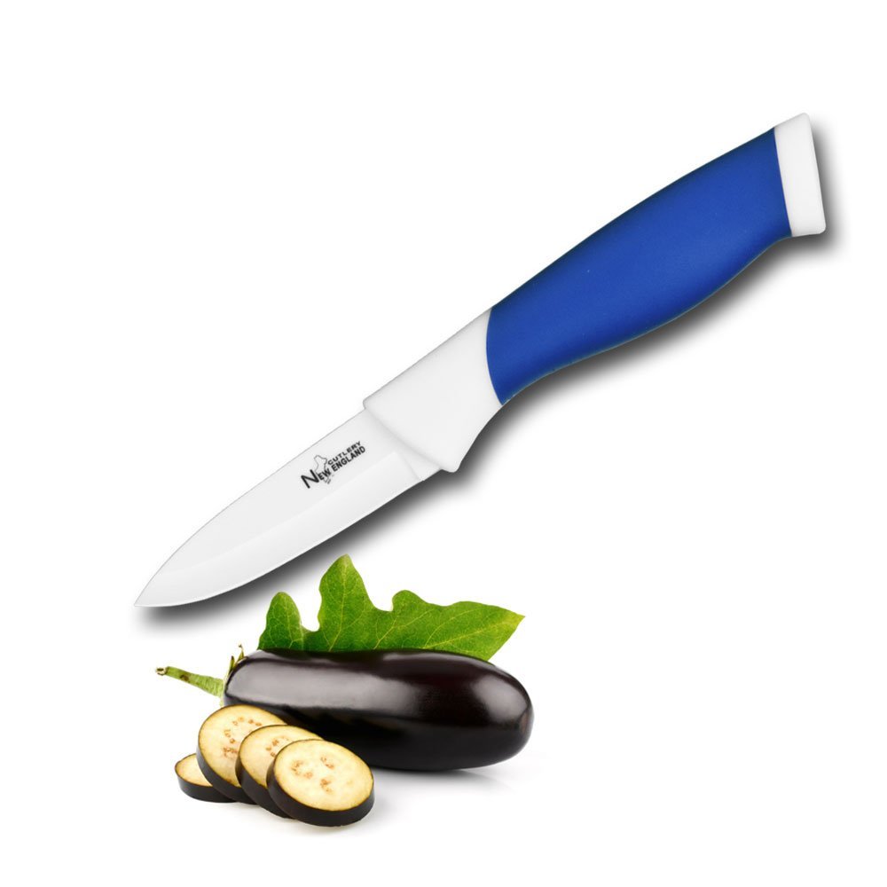 New England Cutlery Ceramic Paring Knife, 3", Blue