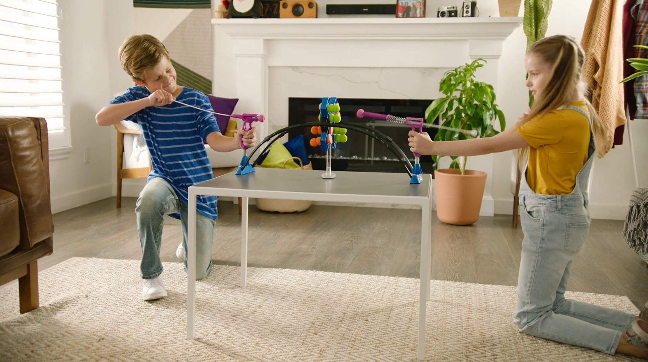 Far Out Toys Blast Out 4 Game, High-Intensity, Hand-Eye Coordination Action Game, Pop Pegs Out with Spring-Loaded Blaster Before Your Opponent, Play Offense and Defense, for Ages 8+