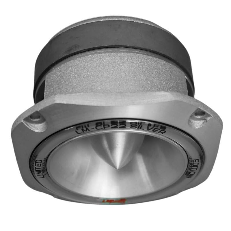 Luna Morena LM-CP22S Bullet Super Tweeter 1.5-in Voice Coil 8-Ohm 850 Watt Max Diecast Aluminum Frame Audio Speaker Silver Reflective