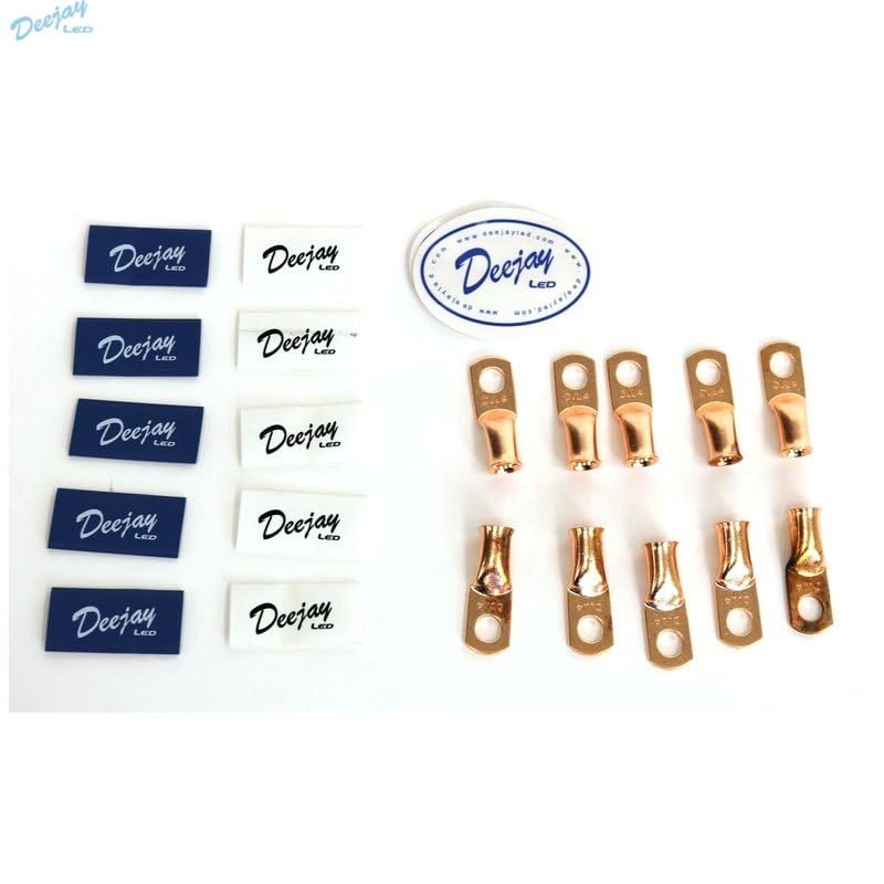 DEEJAY LED TBH4GA10BLUEWHITE DJL 10-Pack Crimp Connector Style for 4 Gauge Wire Blue/White Tube Insulators