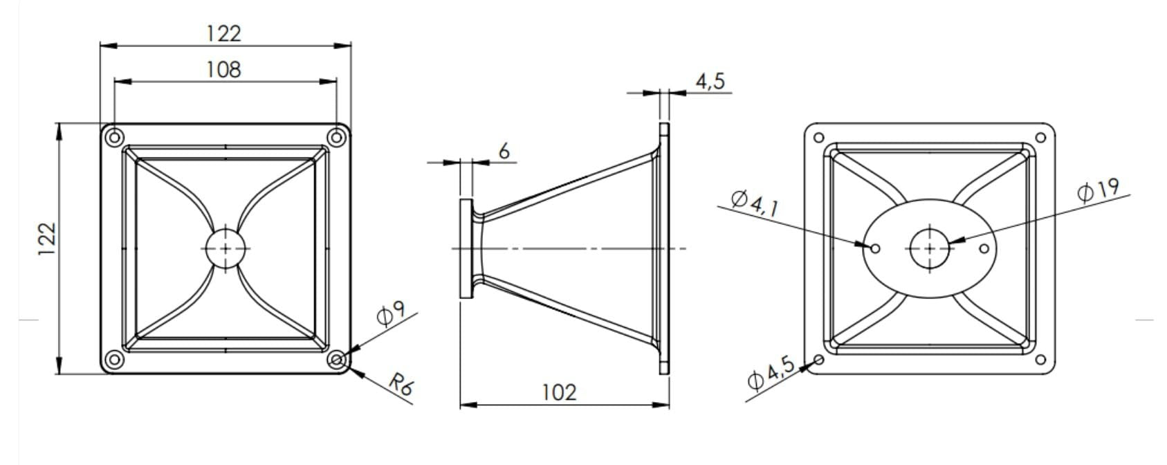 B&C Speakers TRM07 Compact Horn Designed for Compression Drivers 3/4-inch Throat Entry Horizontal 60° X Vertical 40° Motorcycle Car Pro Audio Components Speaker - TRM07