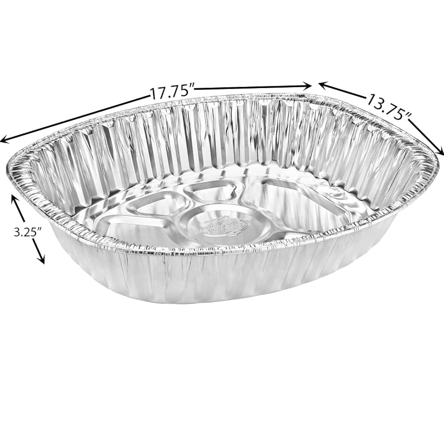 Silver Aluminum Foil Oval Roaster - (17.75" x 13.75" x 3.25") 100 Count - Heavy Duty Multi-Purpose Pan for Cooking & Baking