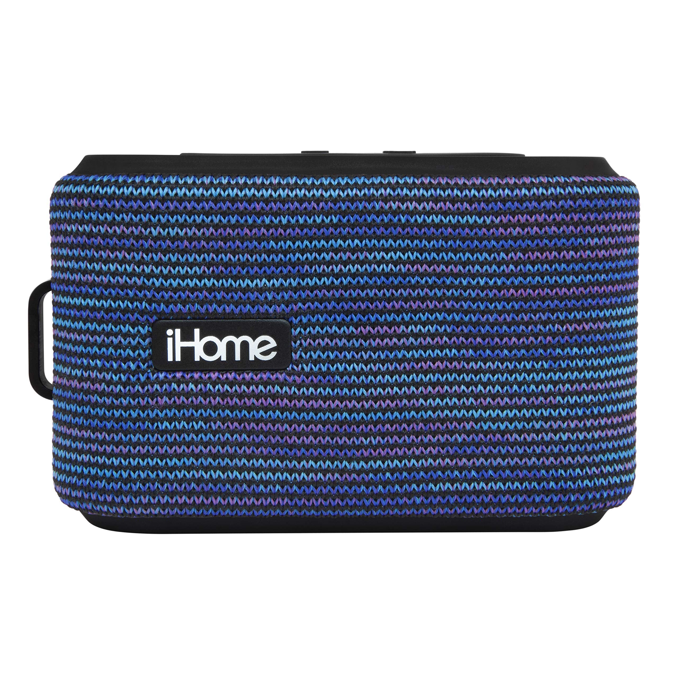 iHome Slip and Water Resistant Fabric Rechargeable Bluetooth Speaker with Speakerphone (Purple/White), iBT370UW