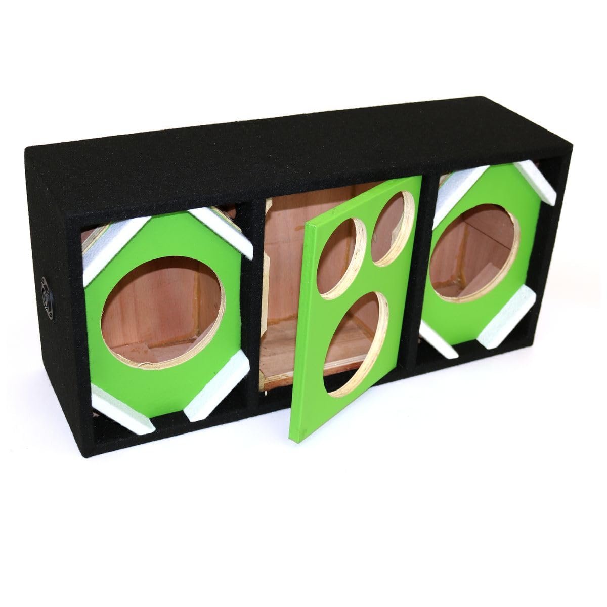 DEEJAY LED D6T2H1VYGREEN Two 6-in Woofers Plus Two Tweeters and One Horn Green Empty Chuchera Speaker Enclosure