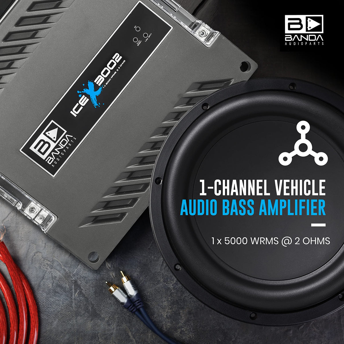 Banda Ice X 3002-1 Channel 3000 Watts RMS 2 Ohm Car Amplifier