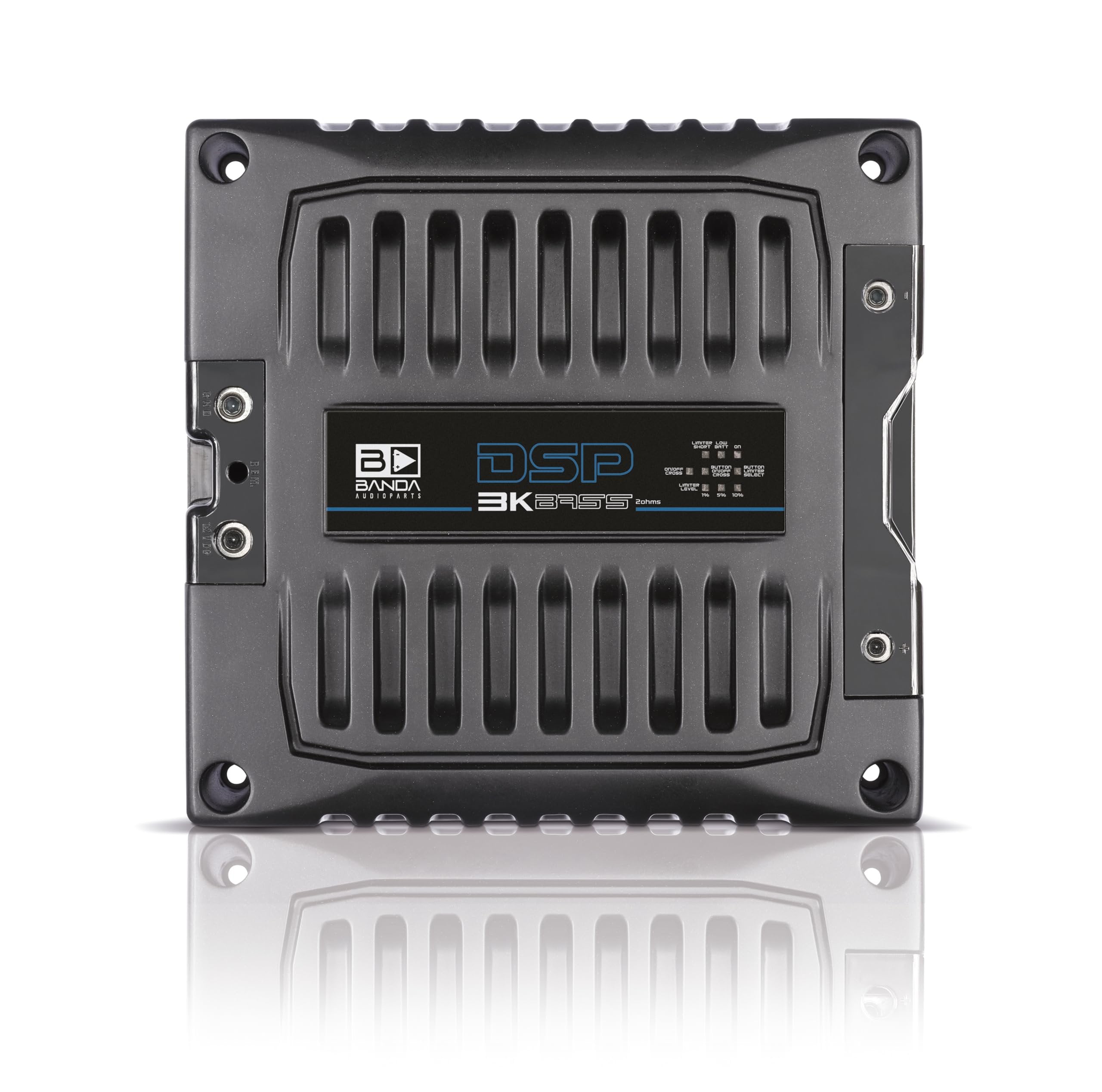 BANDA Audioparts DSP3K2BLACKBASS DSP 3K Bass Digital Amplifier 3000 Watts Rms 2-Ohms Car Audio Amp with Limiter 1 Channel - DSP3K2BLACK