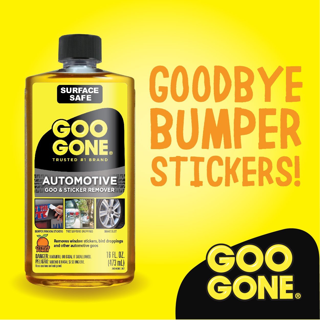 Goo Gone Automotive - Cleans Auto Interiors, Auto Bodies and Rims, Removes Bugs & Stickers - 16 Fl. Oz.