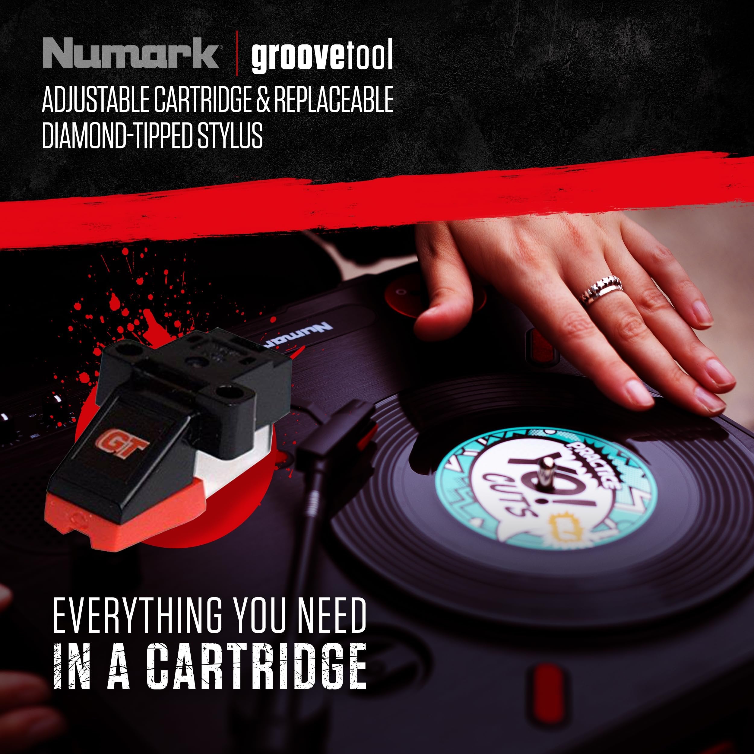 Numark Groove Tool | Adjustable Cartridge & Replaceable Diamond Tipped Stylus, For Connection to Traditional Headshell Mounts