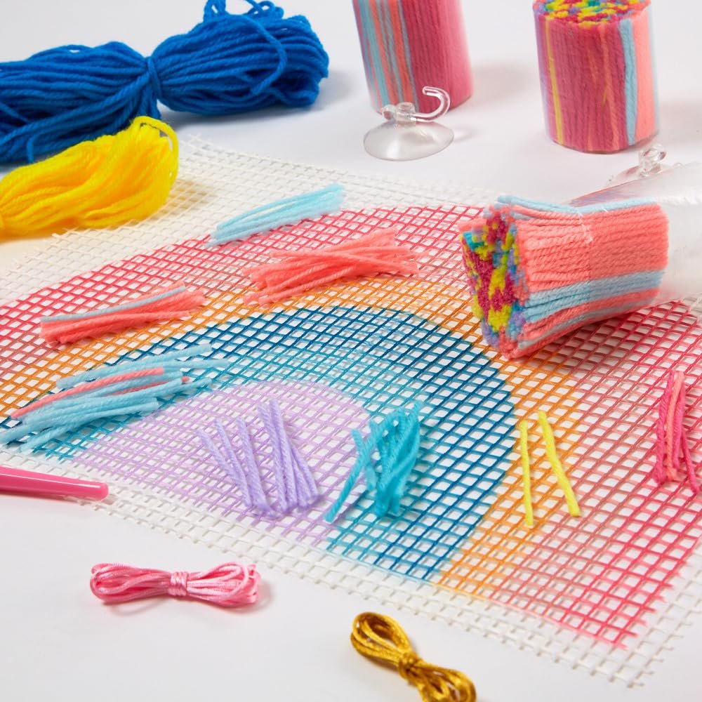 Innovative Designs Create N' Style DIY Rainbow Latch Hook Kit, Girls Arts & Crafts Set, Fun Craft Activity Kit for Kids Age 6+