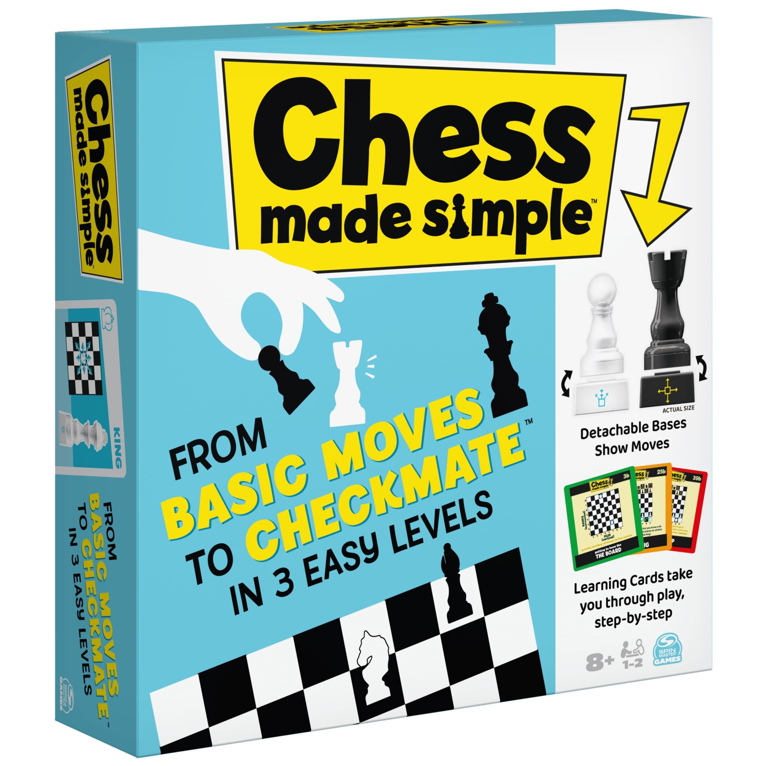 Spin Master Games, Chess Made Simple, Learn to Play Strategy Board Games for Beginners, Chess, 2 Players, for Kids Ages 8 & Up