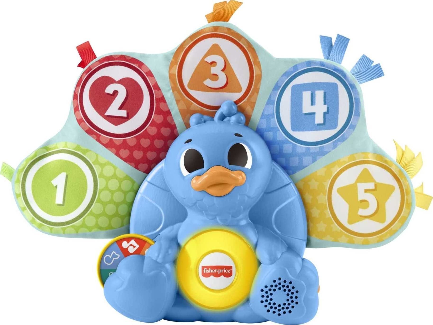 Fisher-Price Baby Learning Toy Linkimals Counting & Colors Peacock with Lights & Music for Infants Ages 9+ Months, Compatible Only with Linkimals Items