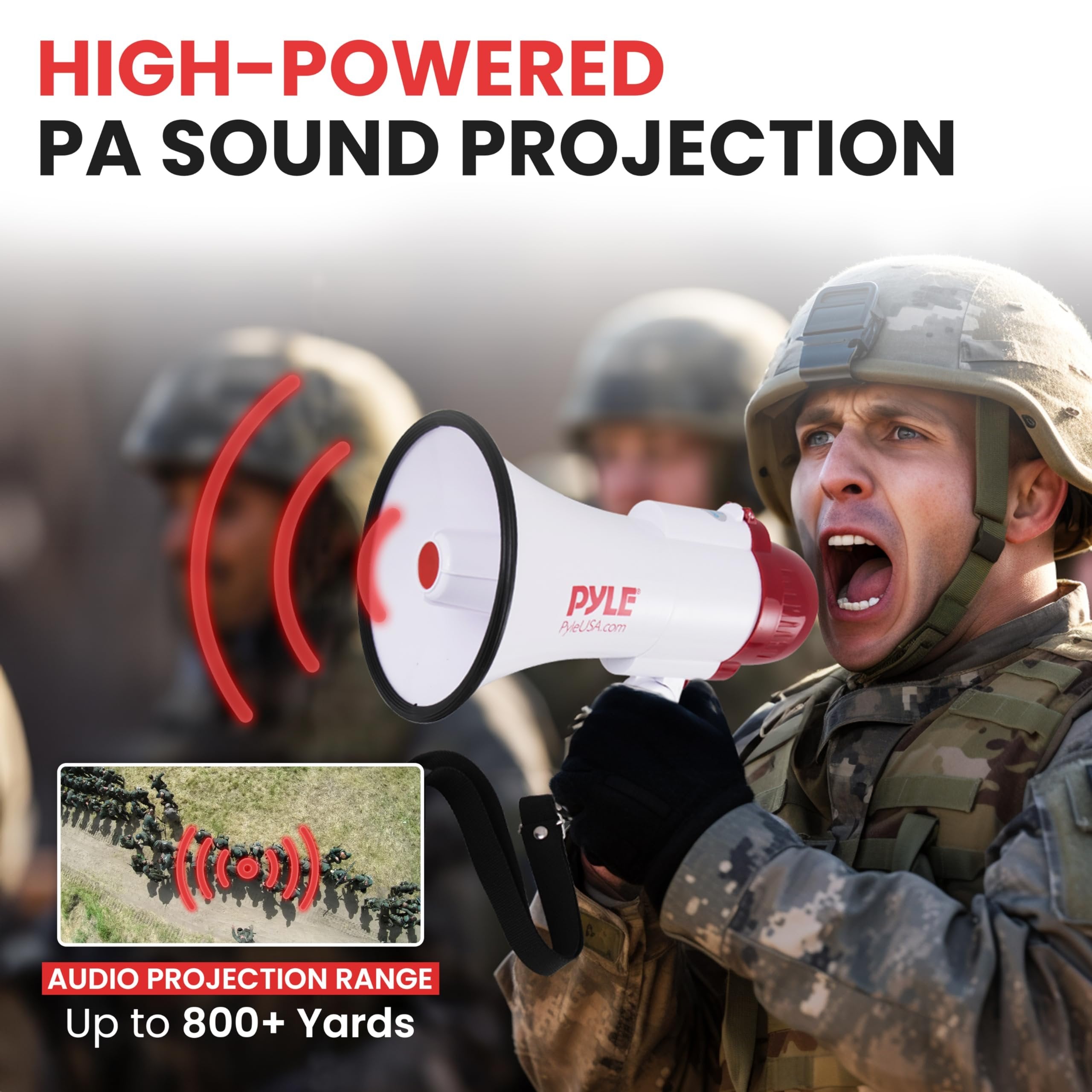 Portable Megaphone Speaker Siren Bullhorn - Compact and Battery Operated with 30 Watt Power