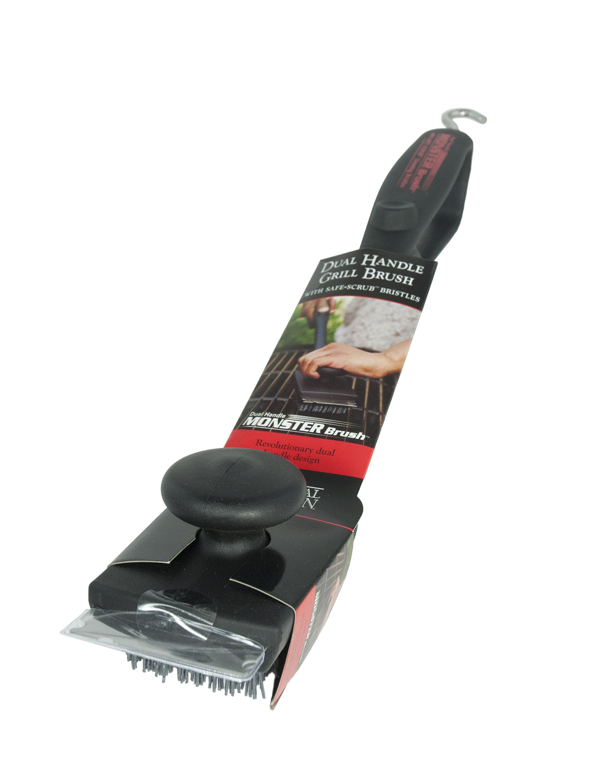 Charcoal Companion Dual Handle Monster Barbecue Grill Brush & Grill Scraper with Safe-Scrub Nylon Bristles - Best BBQ Cleaner CC4126