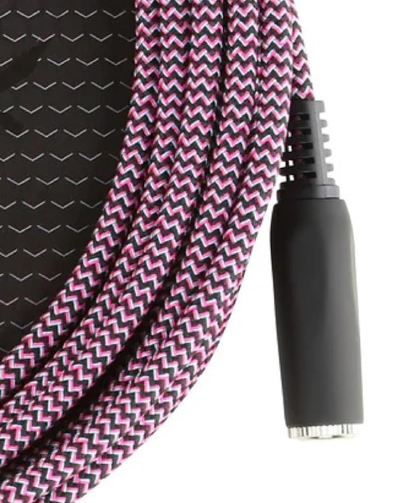 PIGHOG PHX3520RPP 20-feet Headphone Extension Cable TRS 3.5mm Female to TRS 3.5mm Male Woven Exterior Heavy Duty Molded Connectors Riviera Purple