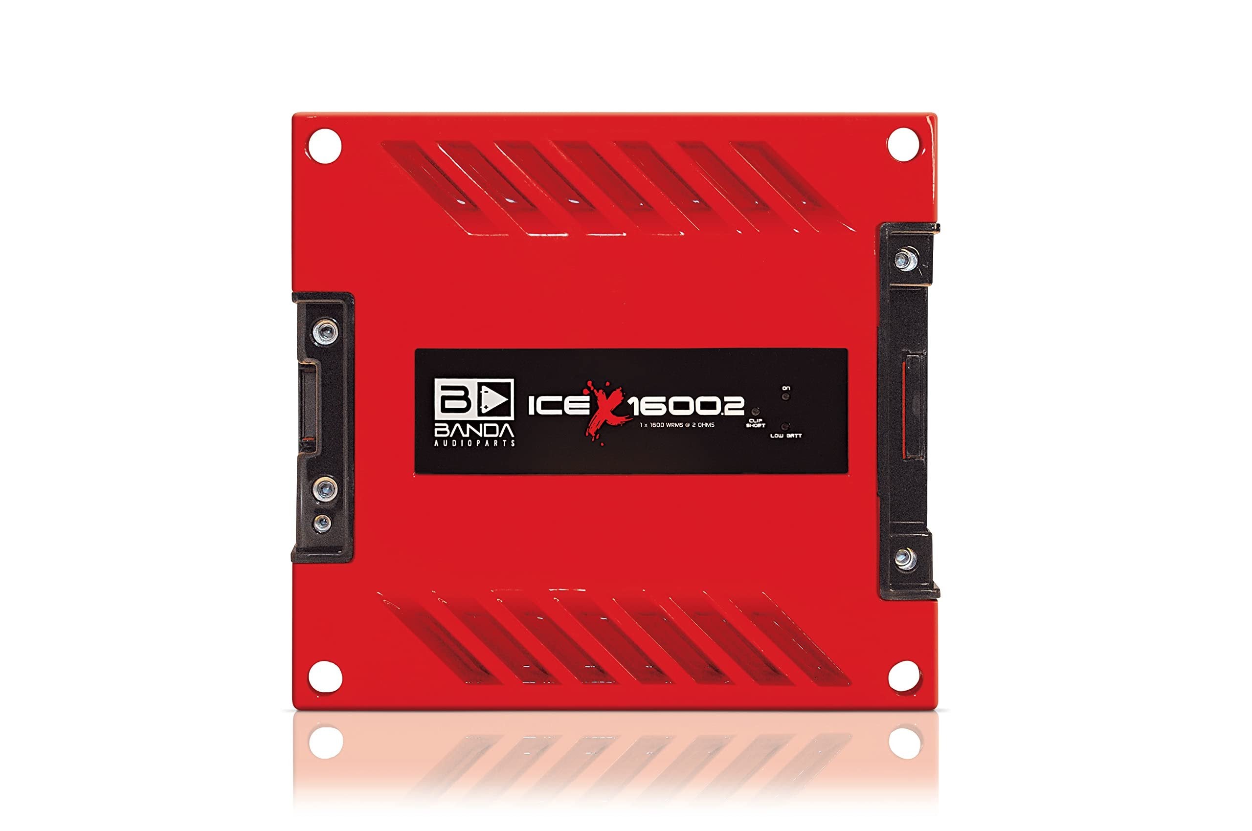 1-Ch. Vehicle Audio Bass Amplifier - 1900W High-Powered Mono Bass Amp w/Subsonic Filter and Low Pass Filter Stable at 2 ohms, LED Indicators, Sound Specialization, Red - BANDA ICEX1600.2RED