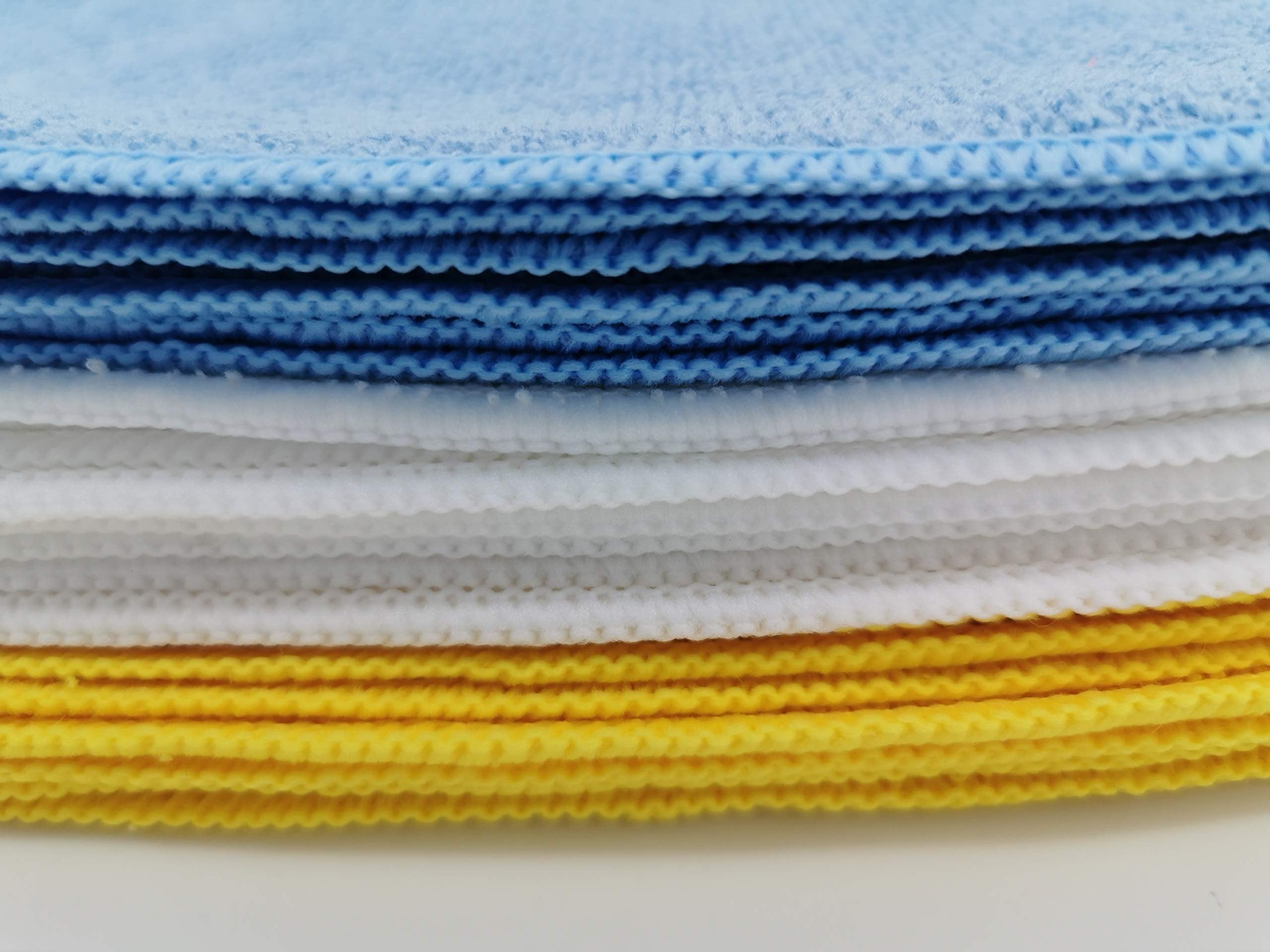 DEEJAYLED Microfiber Cleaning Towel - 25 Pieces All Purpose Super Absorbent and Ultra Soft Non-Abrasive TBHMICROFIBER (Blue, Yellow, and White)