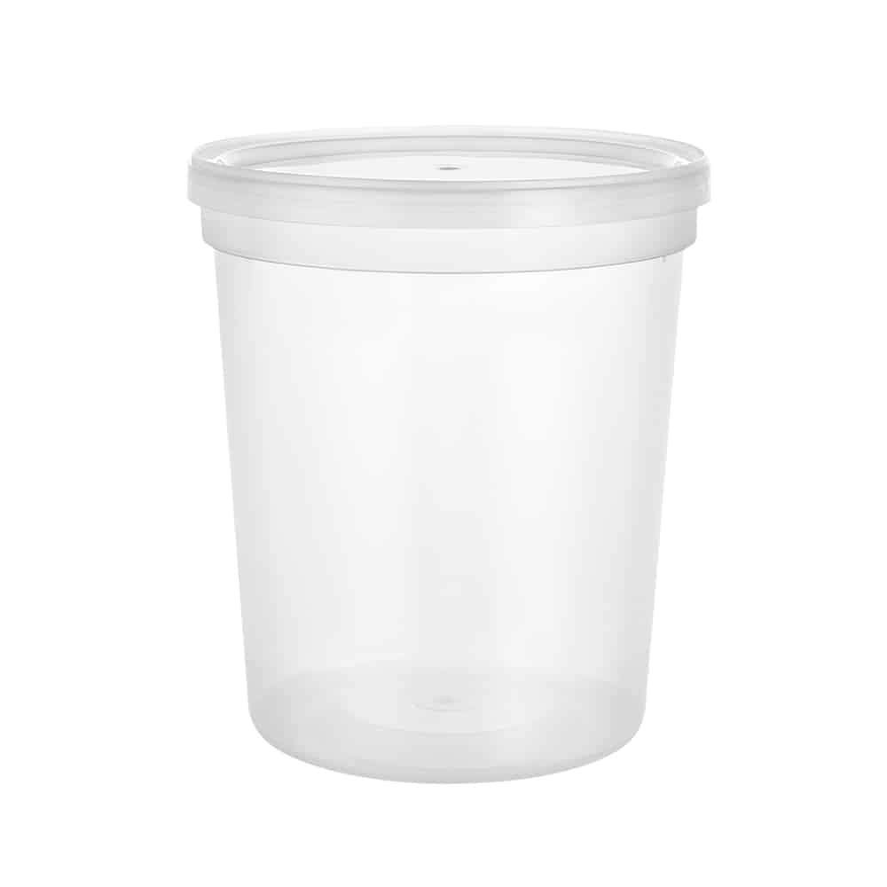 Nicole Home Collection Stackable Premium Clear Plastic Deli Containers with Lids - 32 oz (Pack of 5) - Durable & Reusable Design - Perfect for Weddings, Parties, Catering and More