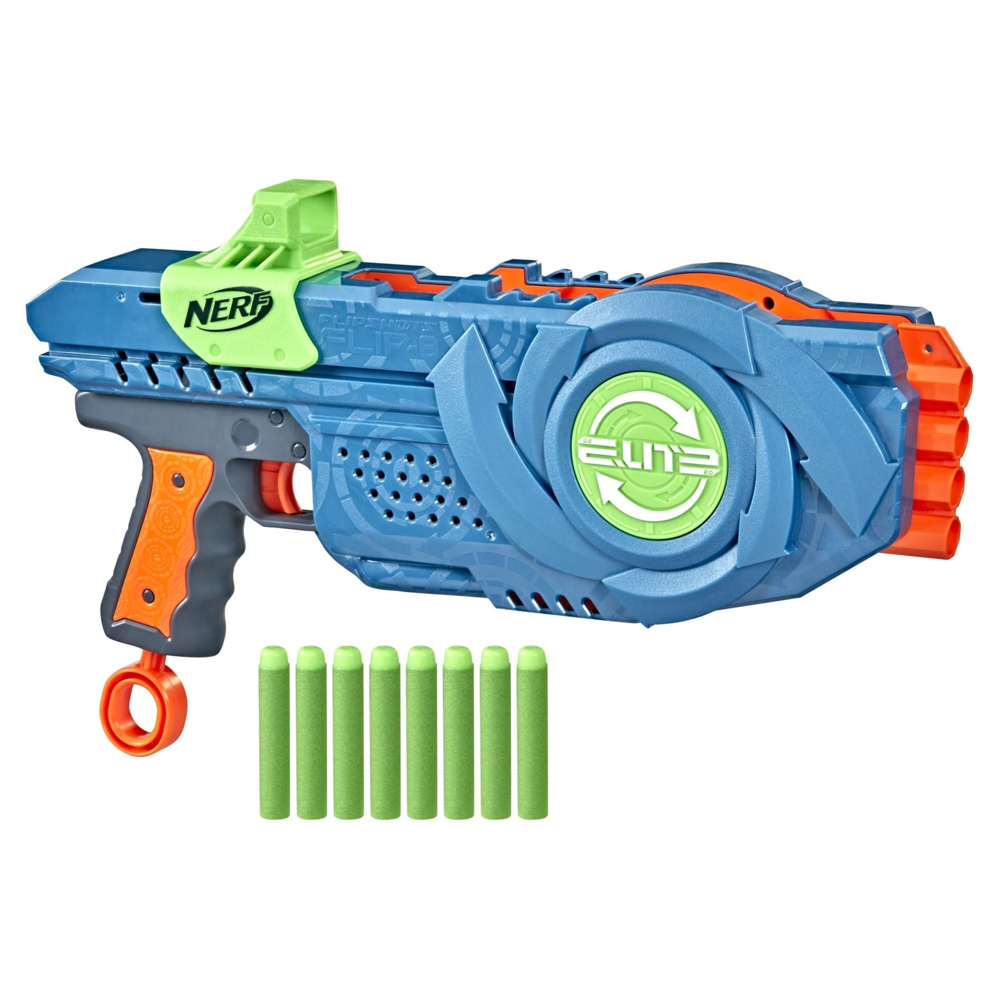 Nerf Elite 2.0 Flipshots Flip-8 Dart Blaster, 8 Barrels, and 8 Darts Kids Toys for Outdoor Summer Games Ages 8 and Up