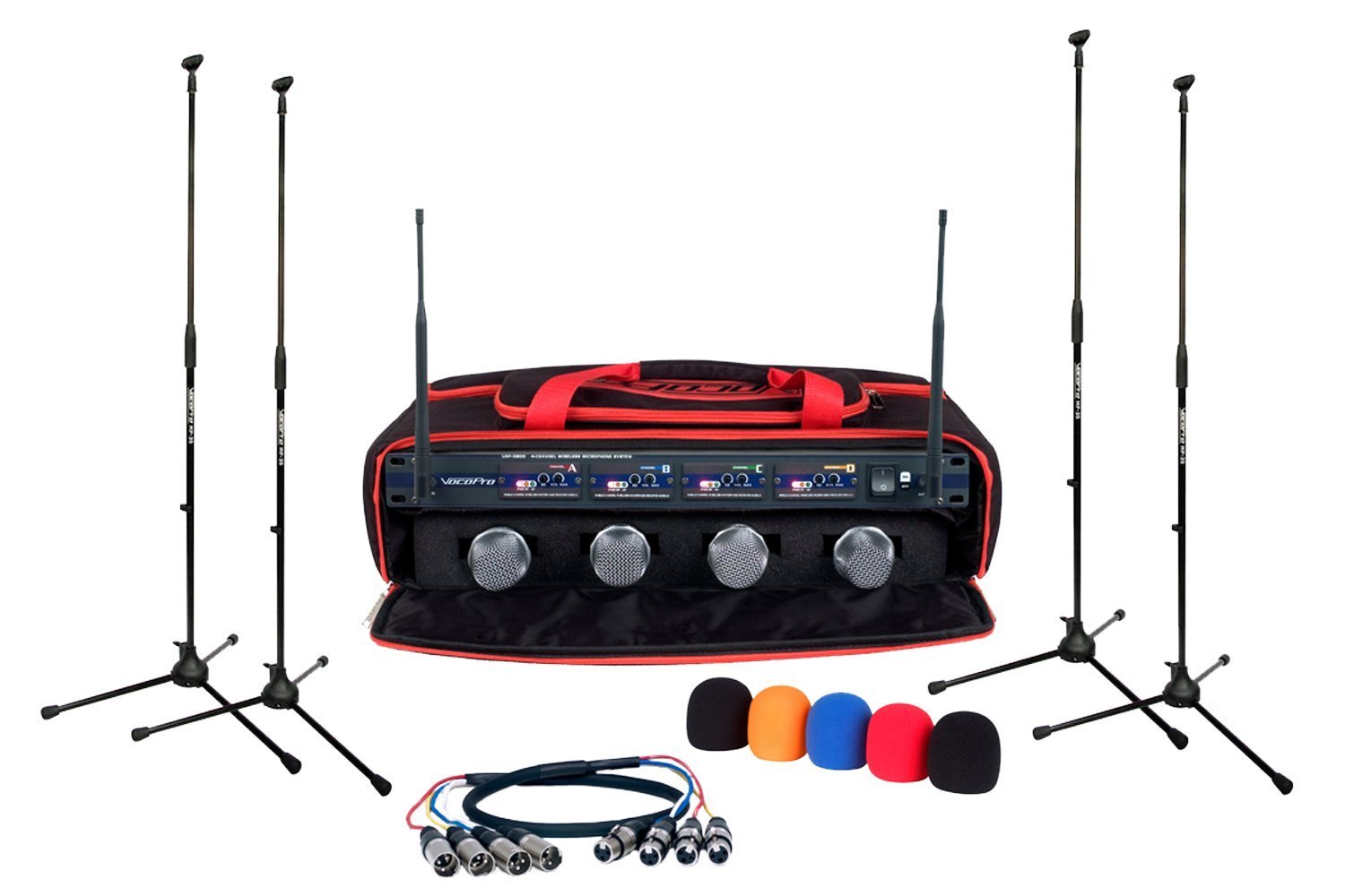 VocoPro UHF5800XL 4 Channel Uhf Wireless Mic Satellite Radio, Multi Color