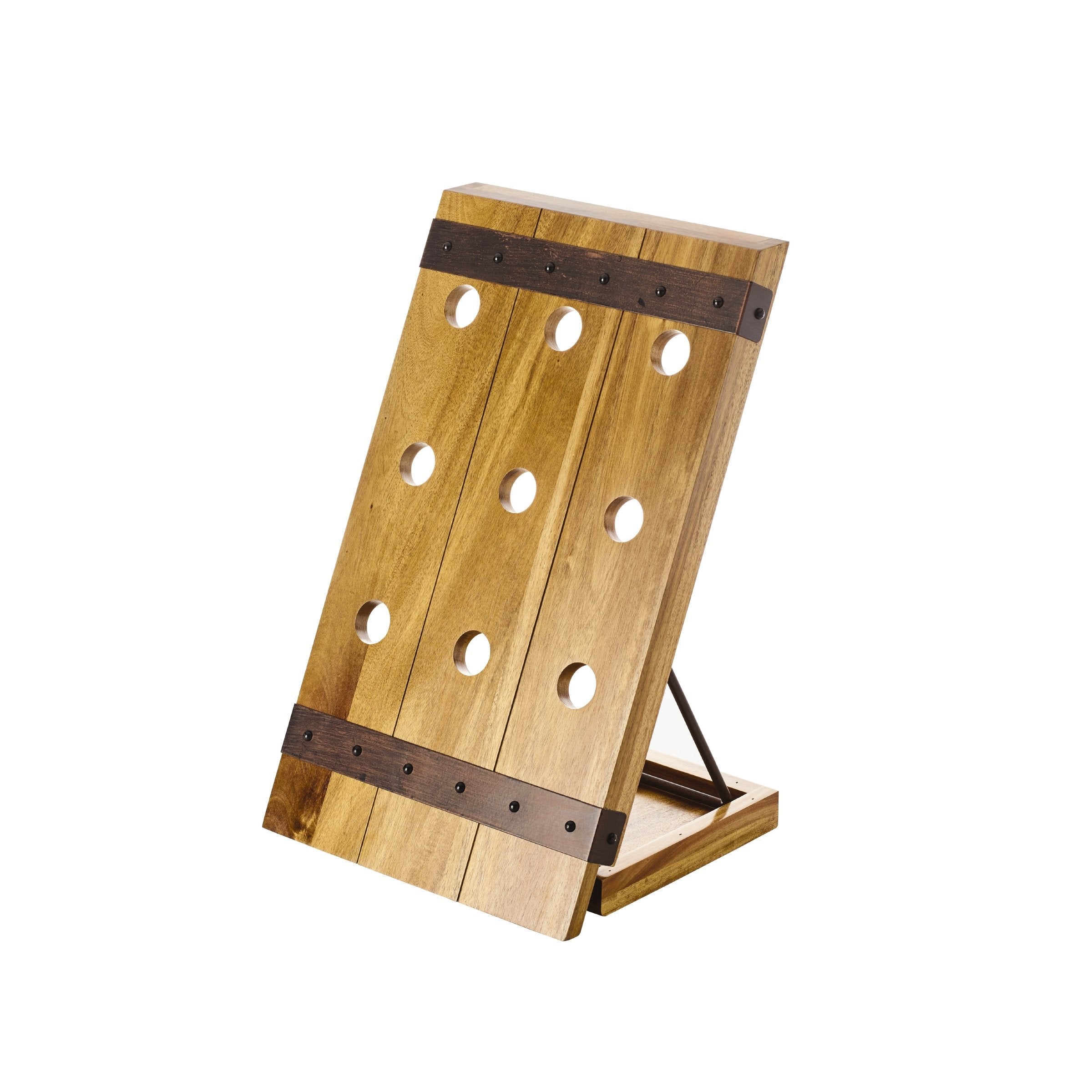 Gourmet Basics by Mikasa Monterey Monteray 9 Bottle Acacia Wood Wine Rack with Black Wire