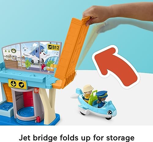 Fisher-Price Little People Toddler Toy Everyday Adventures Airport Playset with Airplane for Preschool Pretend Play Ages 1+ Years