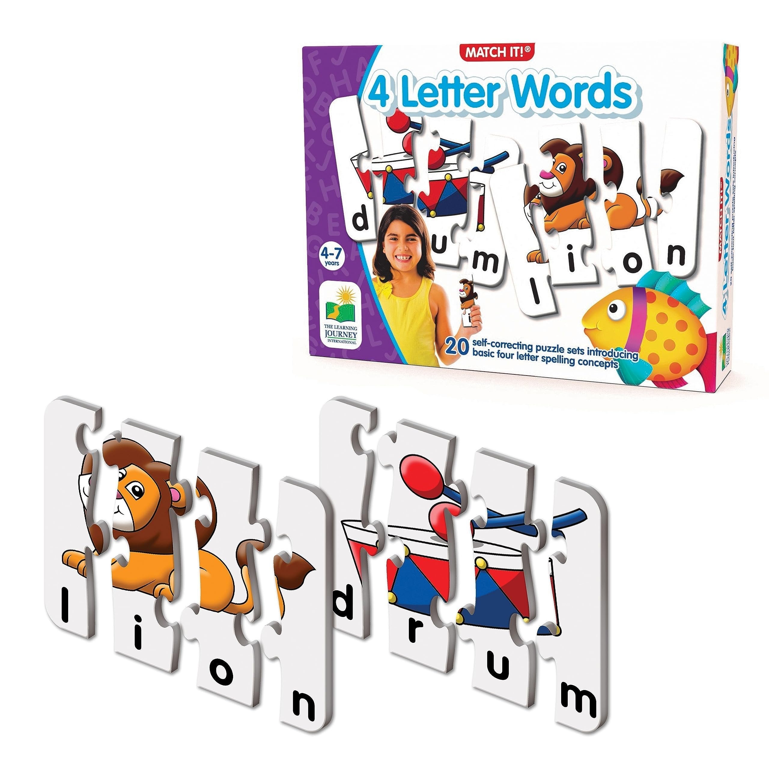 The Learning Journey: Match It! - 4 Letter Words - 20 Piece Self-Correcting Spelling Puzzle with Matching Images - Spelling Puzzles for Kids Ages 3-5 - Award Winning Toys