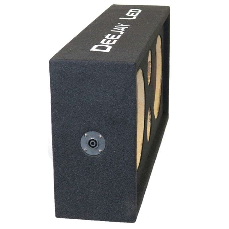 DEEJAY LED Premium Quality 10-in Empty Twin Speaker Enclosure Black for Two 10-in Woofers Pre Cut Wire Holes Pre Cut 1-in Terminal Hole Durable Carpet Finish 5/8-in MDF DEEJAY LED CHUCHERA10BLACK