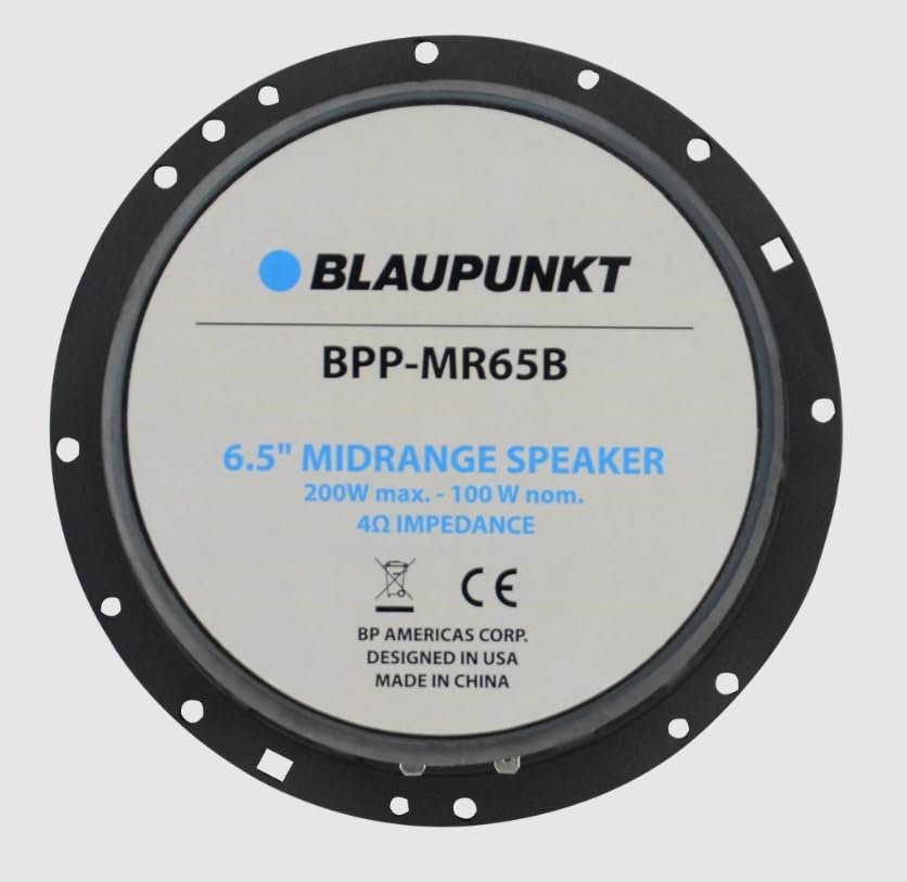 BLAUPUNKT BPP-MR65B 6.5-inch Midrange Component Speaker 200 Watts Peak 4-Ohm Car Audio System